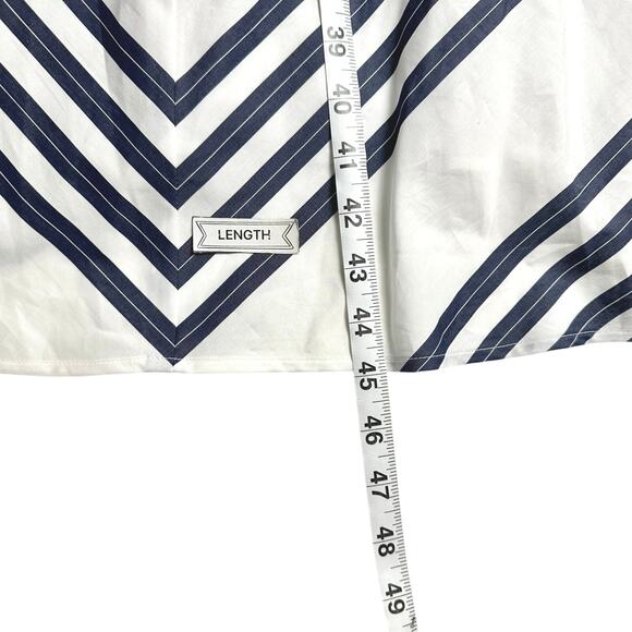 Hill House | Women | The Margot Navy Chevron Stripe Poplin Midi Dress | Sz Large - Picture 6 of 15